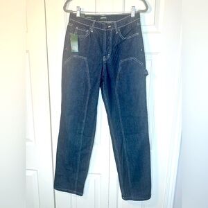 Wild fable NWT high-rise straight leg dark denim white stitching‎ size 6